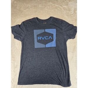 RVCA Artist Network Program Graphic Tee Mens Large Charcoal Heather Blue Logo
